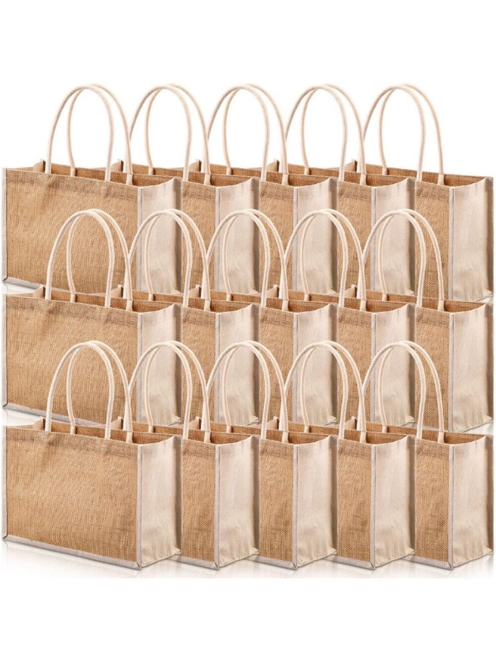 16 Pcs Jute Tote Bags - Natural Burlap Gift Bags for Weddings & Bridesmaids
